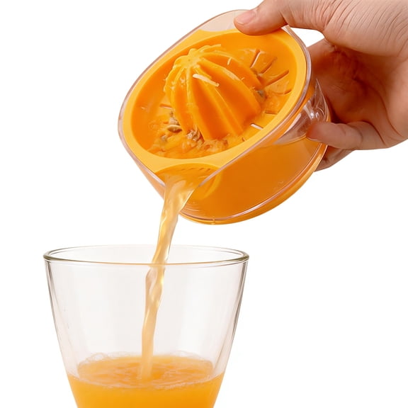 ROSYNEY Portable Lemon Juicer, Manual Juicer with Built-in Removable Strainer, 8 oz. Bulk Cup Citrus Juicer for Kitchen,Picnic Camping,Yellow