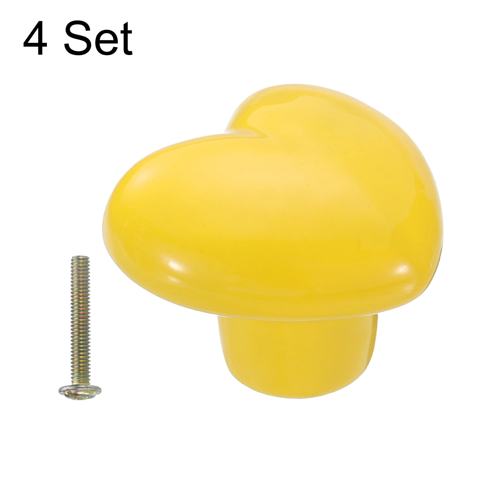 Unique Bargains 4-Pack Heart-Shaped Ceramic Drawer Handles Yellow