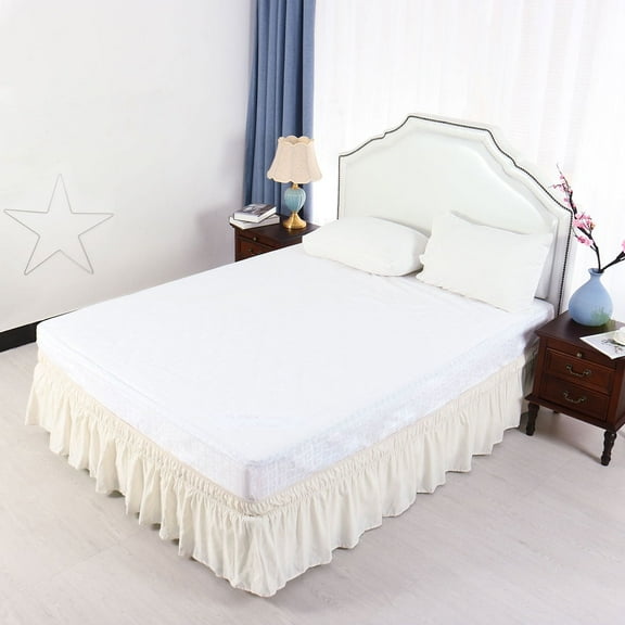 Nvzi Bed Skirts - 15in Drop Dust Ruffle, Fits Queen Bed 60*80in,Soft Ruffled Bed Skirt,Easy-Install Bed Skirt for Bedroom,Durable,1 Piece Light Beige Bed Skirt for Home Guest Room