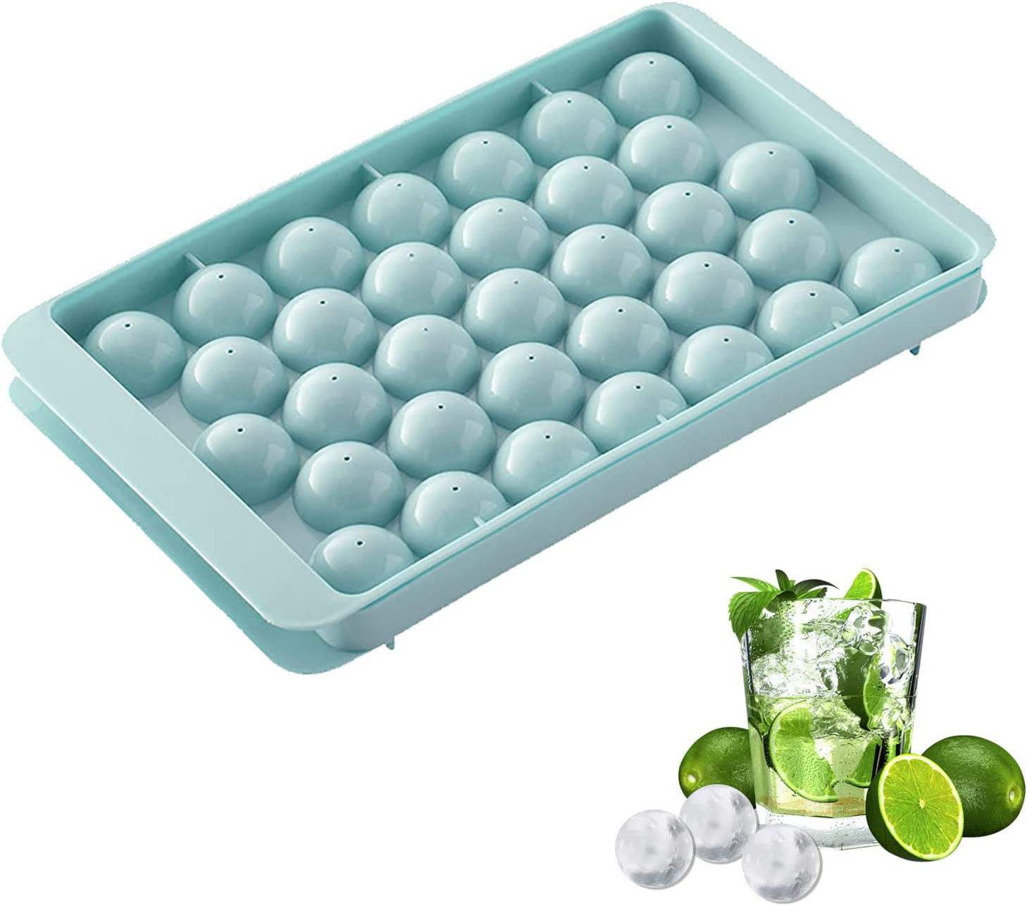 Round Ice Cube Tray with Lid & Bin Ice Ball Maker Mold for Freezer with  Container Mini Circle Ice Cube Tray Making 66PCS Sphere Ice Chilling  Cocktail Whiskey Te…