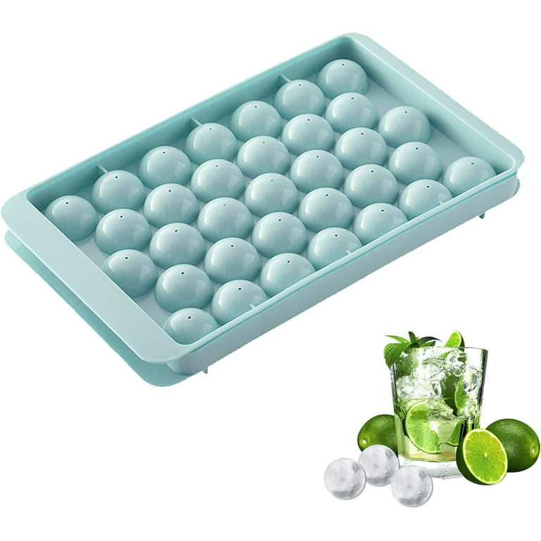 3 Pack Round Ice Cube Tray, Sphere Ice Ball Maker Mold Making for Freezer  with Container, 99pcs Circle Ice Chilling Cocktail Whiskey Tea Coffee(3Pack