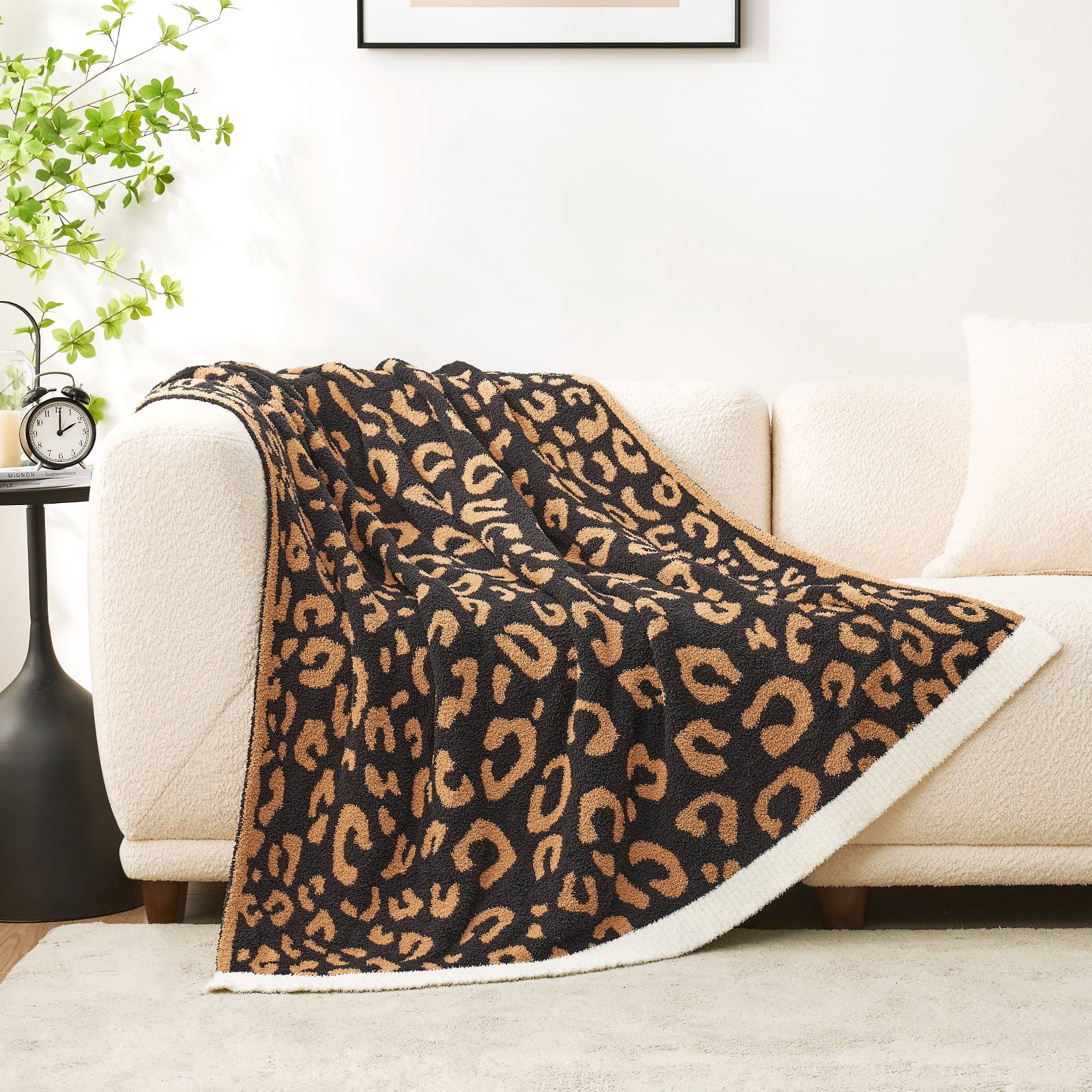 Snuggle Sac Modern Black Leopard Knitted Throws, 50" x 60"