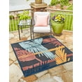 thumbnail image 3 of Unique Loom Belize Outdoor Collection Area Rug - Ambergris (5' 3" Square Charcoal/Light Blue), 3 of 11