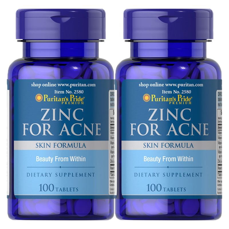 Puritan's Pride Zinc for Acne 100 Tablets (2 PACK)