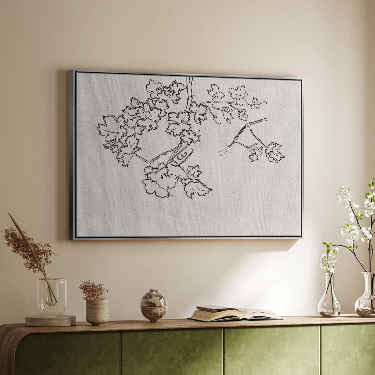 Vintage Sketch-XIII By Wexford Home Framed in Silver Wood Gallery Wrapped Canvas 27 in. x 41 in.