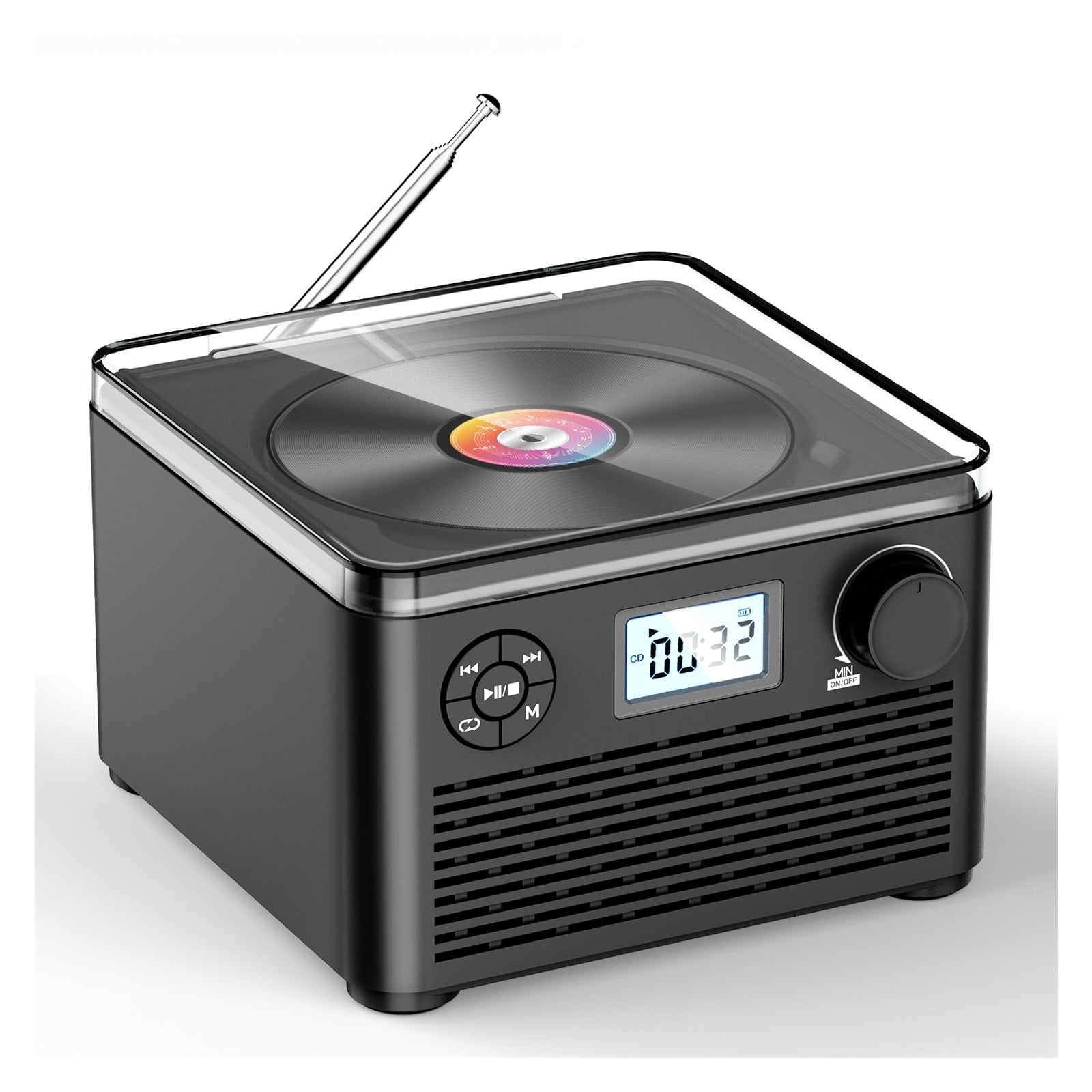 Portable CD Player with Built-in Speakers - Bluetooth Rechargeable CD Player with USB MP3 FM Radio ,Plug & Play Portable