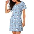 thumbnail image 2 of Pofeuu Rainbow Dinosaur Print Women's Loose Fit Short Sleeve Nightgown, Comfortable Sleep Dress for Women, Casual Lounge Sleepwear, Soft Cotton Sleep Dress, 2 of 6