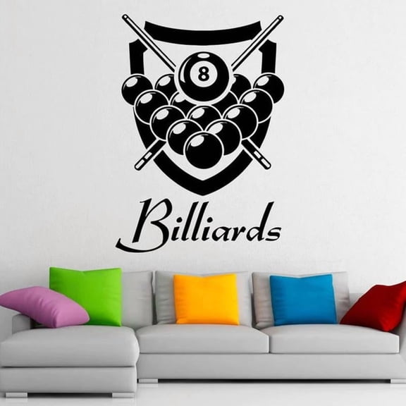 Billiard Wall Decal Snooker Sports Leisure Game Vinyl Stickers Living Room Club Interior Design Decor Removable Wallpaper 42x30cm