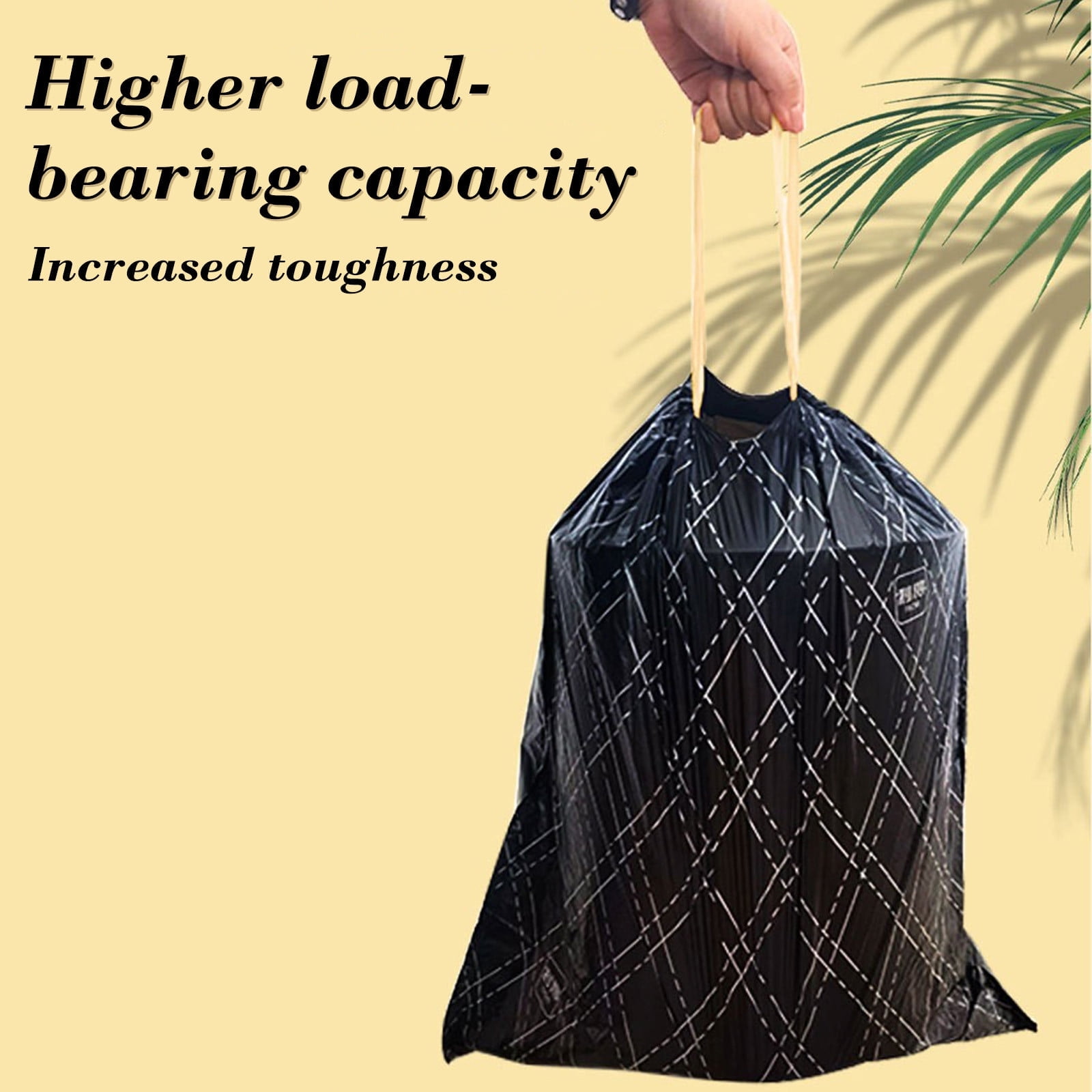 CCOCC 20 Gallon Trash Bags Drawstring,100 Count Bulk Large Heavy Duty Drawstring Trash Bags,Black Garbage Bags 20 Gallon Capacity,Lawn Leaf (19.6 x 17.7 Inch)