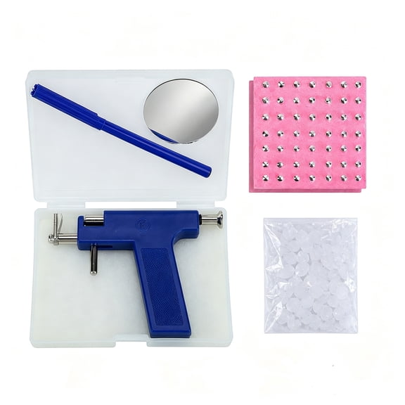 Reusable Ear Piercing Gun Kit with Stainless Steel Studs, Professional Lobe Helix Tragus Tool Set, Colorful Crystal Earrings for Home Salon Use, Safe & Precise
