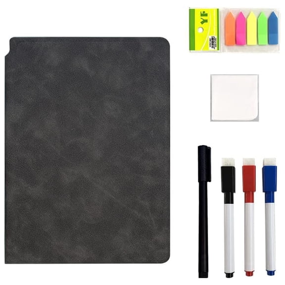 Whiteboard,Small Portable Dry Erase Board Travel White Board Reusable Desk White Board Comes with 4 Marker 1 Set Sticky Notes and 1 Erasing Cloth for Home, Office, and School Use (Black)