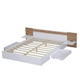 thumbnail image 7 of Queen Size Bed Frame with 4 Storage Drawers, Solid Wood Platform Bed Frame with Headboard, Shelves, USB Ports and Sockets, No Box Spring Needed, Easy Assembly, White, 7 of 7