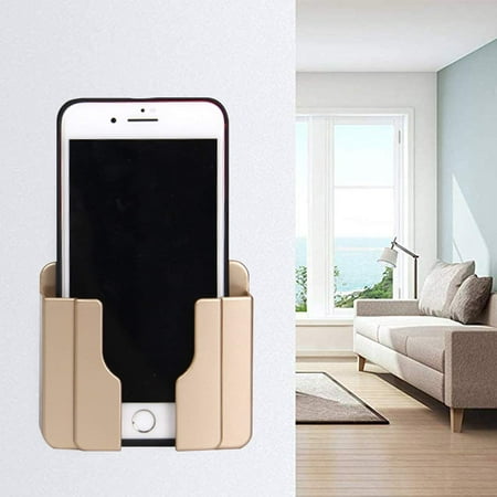 Sticky On Wall Stand Mount Mobile Phone Charger Socket Pocket Storage Box Cell Remote Control Holder Damage Free Universal Dock Case With Double Sieded Foam Tape Gold Canada - Wood Wall Cell Phone Holder