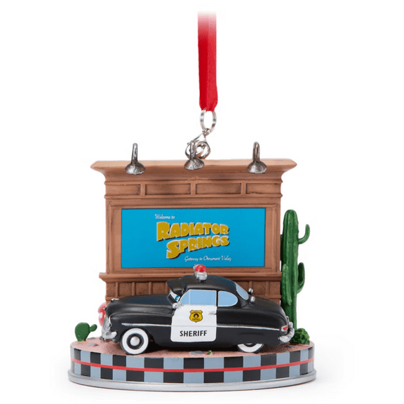 Disney Parks Cars Sheriff Lightning McQueen Pixar Sketchbook Christmas Ornament