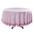 thumbnail image 2 of Taffy Pink Indian Hand Block Leaf Printed 100% Pure Cotton Round Tablecloth, Dining Tablecloth, Party Tablecloth, Gift for Her, 60" 90" 110", 2 of 8
