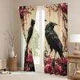 thumbnail image 3 of Manfei 3D Black Crow Blackout Curtains Set of 2 (52x84 Each), Vintage Western Rose Floral Window Curtains, Teens Kids Adult Curtains and Drapes, Window Curtains Room Decor, 3 of 6