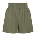 thumbnail image 5 of UAMVSH Summer Shorts for Women Cotton Linen Casual Long Shorts with Pockets Soft Solid Color High Elastic Waist Shorts, 5 of 7