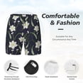 thumbnail image 3 of Yiaed Lilies Flowers Print Mens Swim Trunks Bathing Suit Compression Liner Beach Swim Shorts Swimwear Quick Dry Zipper Pocket No-Chafing Board Short-Medium, 3 of 6