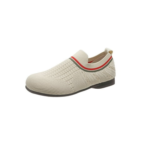 

Wazshop Womens Walking Shoe Slip On Casual Shoes Mesh Flats Breathable Sport Loafers Women Sock Sneakers Round Toe Comfort Beige 7