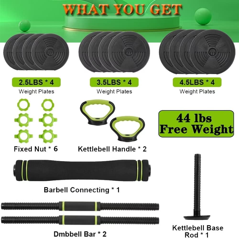 44LBS Dumbbell Sets Adjustable Weights, Free Weights Dumbbells Set for Home Gym