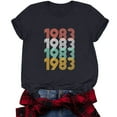 thumbnail image 4 of Chemises à Manches Courtes pour Femmes Mode Décontractée 1982 Imprimé Col Rond Ample T-Shirt à Manches Courtes Chandail Hauts Hauts à Manches Courtes pour Femmes Hauts à Manches Courtes pour Femmes, 4 of 5