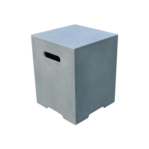 Housse carrée pour réservoir de propane Elementi, Béton renforcé de fibres de verre -Accessoires Pour Foyer Extérieur – Gris lisse