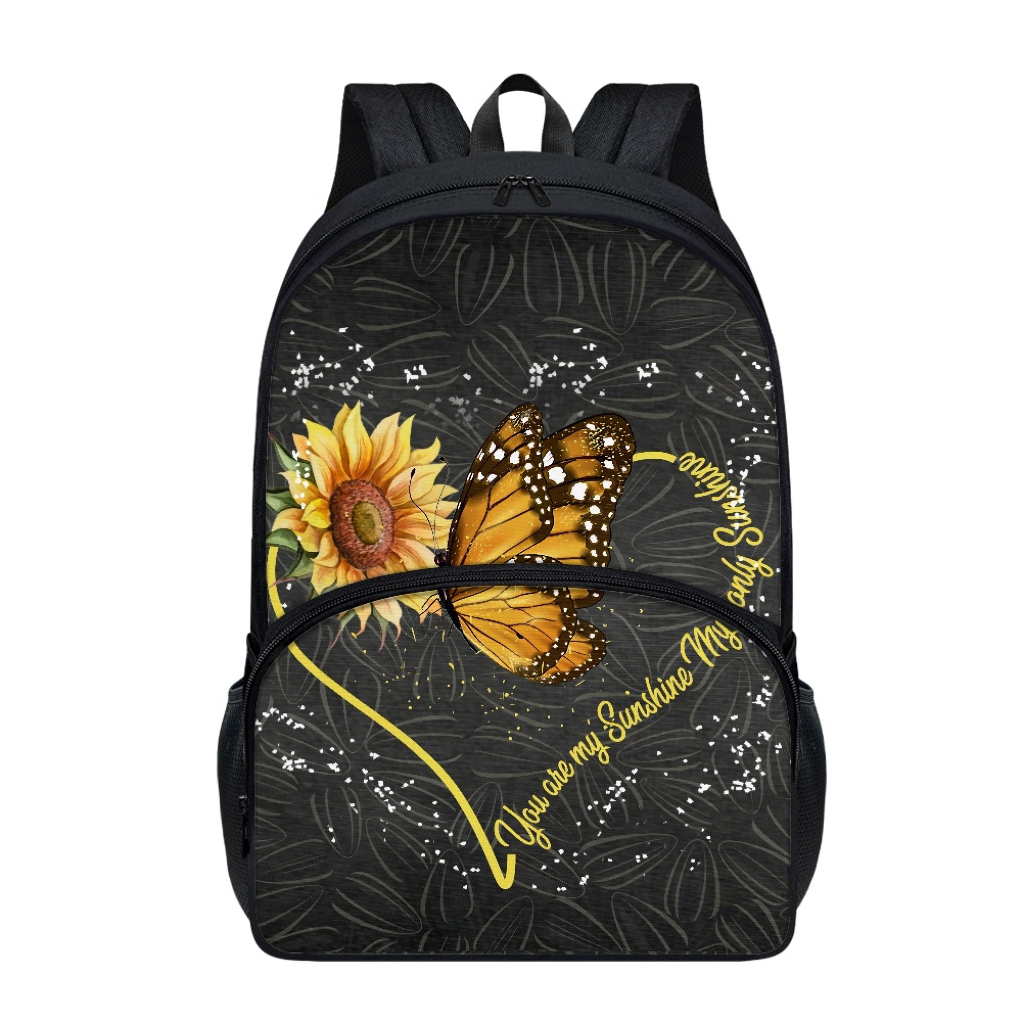 Backpack Under One Sky White Gold Butterfly Flower Small Backpack