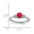 thumbnail image 2 of 925 Sterling Silver Polished Rhodium Plated Diamond and Ruby Round Ring Size 8 2mm Wide Ring for Women, 2 of 2