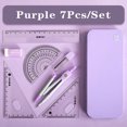 thumbnail image 1 of 7 Pcs/set Compass Ruler Set Multi-function Mathematical Rulers Professional Drawing Tools School Supplies Students Stationery Purple Set B, 1 of 6