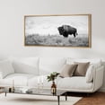 thumbnail image 4 of IDEA4WALL Extra Large Framed Canvas Print Wall Art Monochrome Bison in the Plains Landscape Nature Country Scenery Antique Retro Fine Art Animal Decorative for Home Decoration - 60"x30", 4 of 5