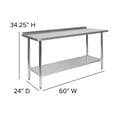 thumbnail image 6 of Flash Furniture Reese Stainless Steel 18 Gauge Prep and Work Table with 1.5" Backsplash and Undershelf - NSF Certified - 60"W x 24"D x 36"H, 6 of 11