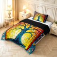 thumbnail image 2 of Homewish Vintage Tree Of Life Twin Comforter Sets,Colorful Glass Dots Bedding Set,Yellow,Black Reversible,2-Piece,1 Comforter and 1 Pillowcase, 2 of 7