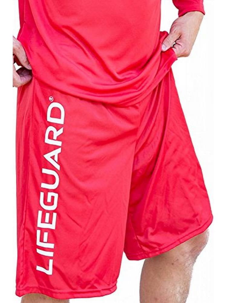LIFEGUARD Officially Licensed Men's Active Shorts Exercise Outdoor (Medium, Red)