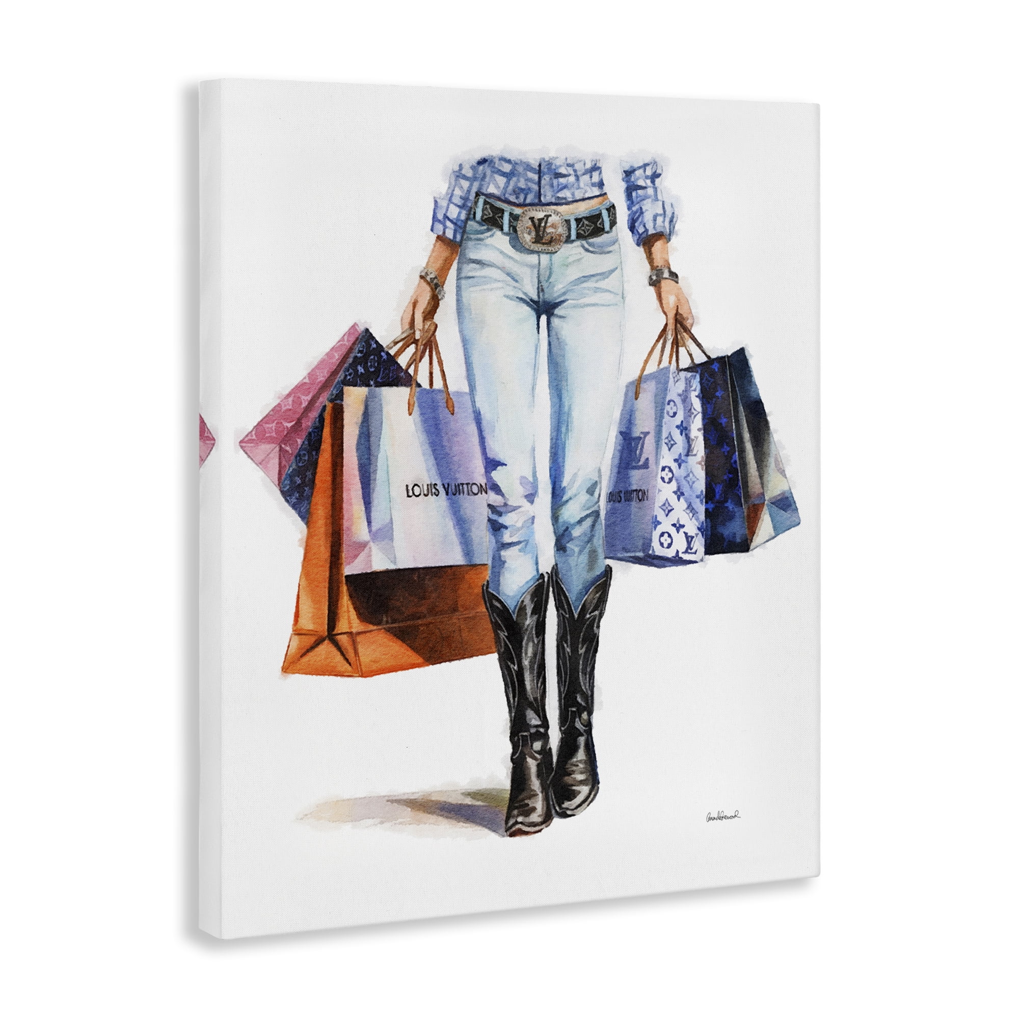 Stupell Industries Fashionable Country Gal People Painting Wrapped Canvas Art Print Wall Art, 16 x 20