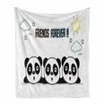 thumbnail image 1 of Friends Forever Soft Flannel Fleece Throw Blanket, Calligraphic Design of 3 Pandas, Cozy Plush for Indoor and Outdoor Use, 50" x 70", White Multicolor, by Ambesonne, 1 of 5