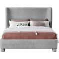 thumbnail image 4 of Bowery Hill Contemporary Upholstered Grey Boucle Fabric King Bed, 4 of 6