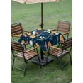 thumbnail image 5 of Square Outdoor Tablecloth with Umbrella Hole Sports Theme Outside Table Cloth Waterproof Patio Table Cover Cartoon Soccer Baseball Basketball Star Blue Zipper Tablecloths for Picnic 60x60 Inch, 5 of 8