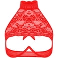 thumbnail image 3 of Lencería de encaje Sexy para mujer, sujetador con cuello Halter recortado, sujetador Balconette con aros de apoyo, parte superior abierta, sujetador de pecho tentador, disfraz para discoteca, 3 of 5
