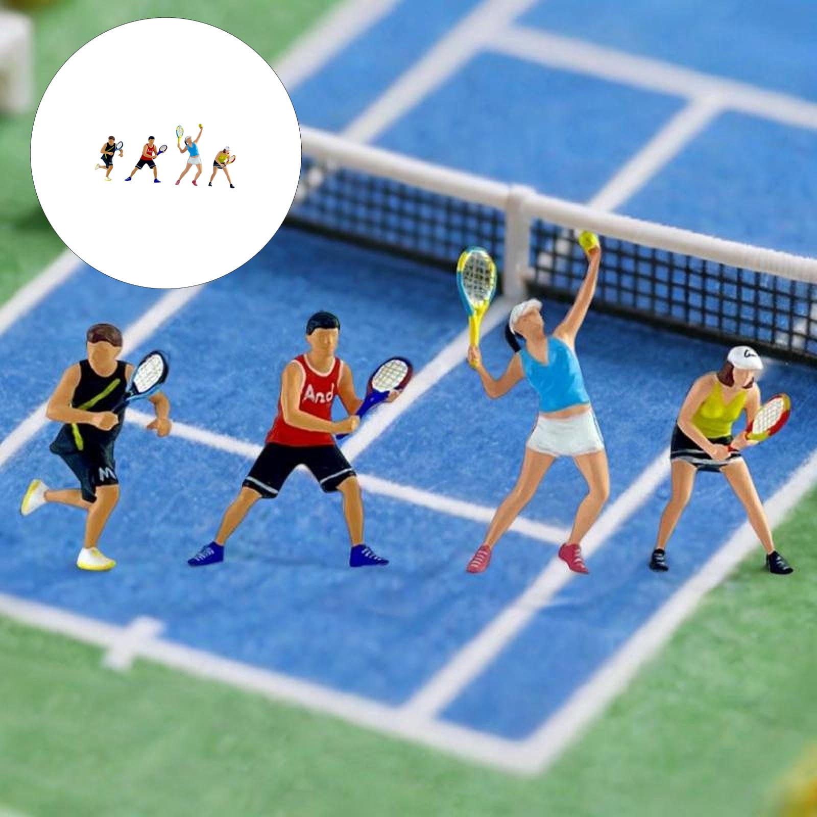 1:64 Scale Hand Painted Resin Figures Miniature People for Dioramas Props,Photography Collector Tennis Player Figure Model