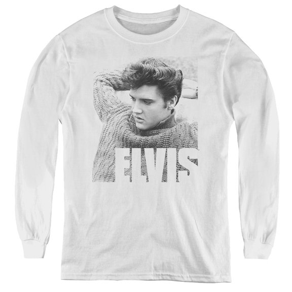 Elvis Presley Relaxing Youth Long Sleeve T-Shirt White