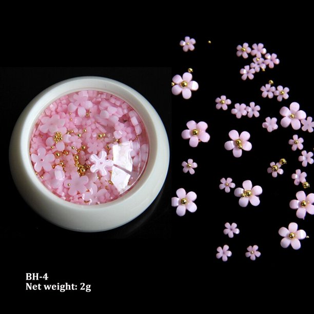 5g flor acrílica blanca para decoración de uñas, diamantes de imitación de tamaño mixto, gema dorada y plateada, accesorios para herramientas de manicura, diseño de uñas DIY Tan Jianjun unisex