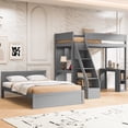 thumbnail image 4 of Harper & Bright Designs Twin XL Over Full L Shaped Bunk Bed with Stairs and 2 Desk & USB Charging Station, Solid Wood Separable L-Shaped Bunk Bed with Storage Shelves, Gray, 4 of 12