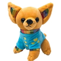 Linzy Toys Plush Blue Chihuahua 6.5" Puppy Dog Stuffed Animal Pal With Rainbow