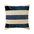 thumbnail image 1 of The HomeCentric Decorative Throw Pillow cover Navy 12"x12" (30x30 cm) Velvet & Linen Patchwork, Striped Pillow Case, Striped Modern Style - Velvet Band Navy, 1 of 5