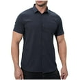 thumbnail image 3 of IYTR Mens Shirts Short Sleeve T Shirts Comfy Lightweight Business Shirts with Pocket Fashion Button-up Turndown Collar T-shirts Summer Solid Color Dark Blue XXXXXL, 3 of 7