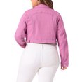 thumbnail image 3 of Agnes Orinda Women's Plus Size Jean Button Outfits Fashion Cropped Denim Jackets 4X Dark Pink, 3 of 6