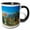 Black/White, variant on 3drose, Canada, Nova Scotia, Peggys Cove. Fishing Gear and Harbor., 11oz Two-tone Green Mug