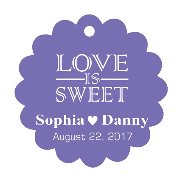 100 PCS Love is Sweet Custom Made Scallop Edge Rong Hang Tags Personalized Wedding Party Favor Gift Tags