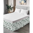 thumbnail image 4 of Sage Green Flower Wrap Around Bed Skirts for King Bed 16" Drop,Bed Skirt with Adjustable Elastic Belt Dust Ruffle Bed Valance for Bedroom Hotel Vintage Rose Floral Botanical Leaf Bed Frame Cover, 4 of 7
