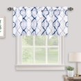 thumbnail image 2 of Moroccan Valance for Windows of Kitchen Living Room Bedroom, Geometric Quatrefoil Trellis Printed Rod Pocket Short Valance Window Curtains, 52" X 18", Navy Blue, 2 of 6